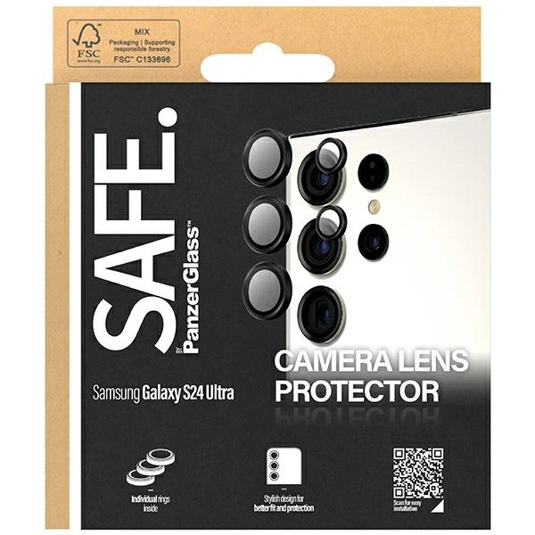 SAFE by PanzerGlass camera cover for Samsung Galaxy S24 Ultra - with black frameeng