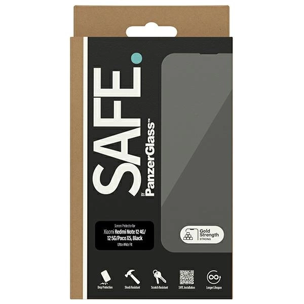 SAFE by PanzerGlass Ultra-Wide Fit Tempered Glass on Xiaomi Redmi Note 12 5G / 12 4G / Poco X5 - with Black Frameeng