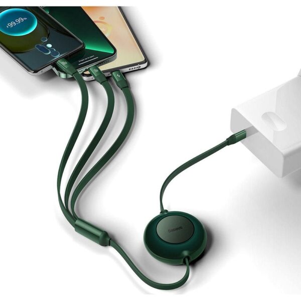 BASEUS cable 3in1 Type C to Micro USB / Lightning / Type C PD QC4.0 3,5A 100W CAMJ010206 1,1 m green