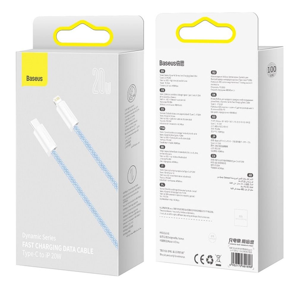 BASEUS cable Type C to Apple Lightning 8-pin PD20W Power Delivery Dynamic Series CALD000003 1m blue