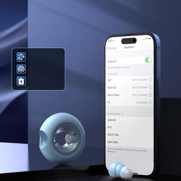 Choetech BH-T22 LightAura VocalSound wireless TWS Bluetooth 5.3 headphones - blueeng