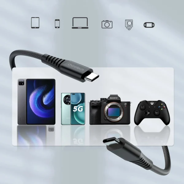 Choetech XCC-1051 magnetic USB-C / USB-C PD 3.1 cable 240W 1.8m - blackeng