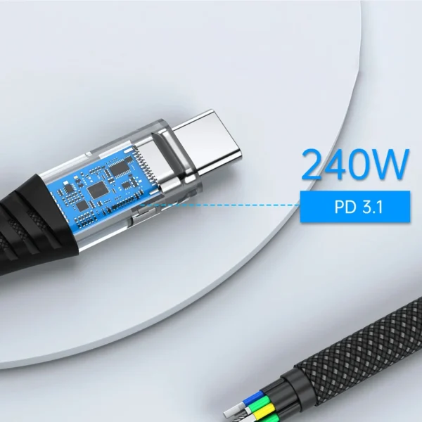 Choetech XCC-1051 magnetic USB-C / USB-C PD 3.1 cable 240W 1.8m - blackeng