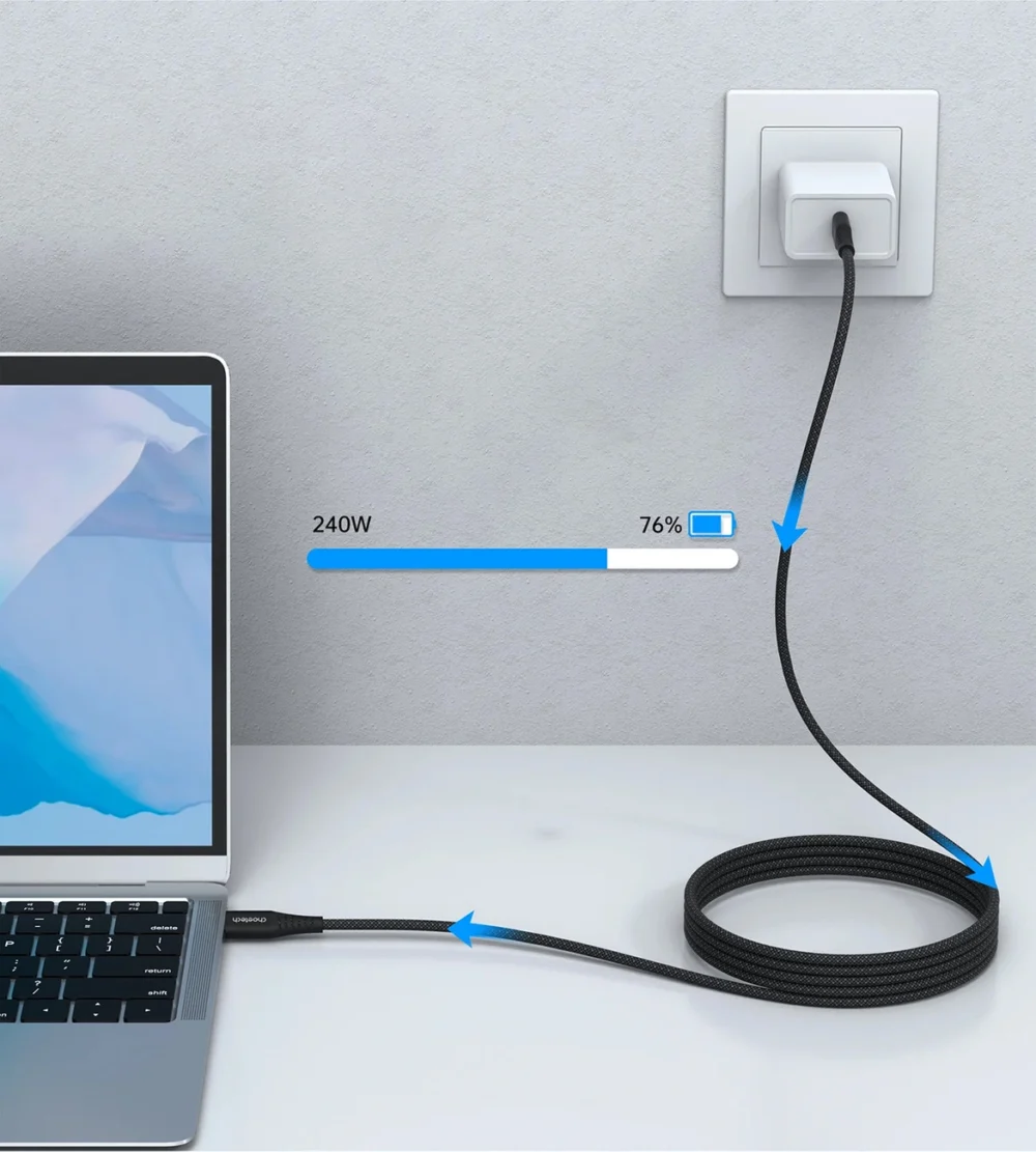Choetech XCC-1051 magnetic USB-C / USB-C PD 3.1 cable 240W 1.8m - blackeng