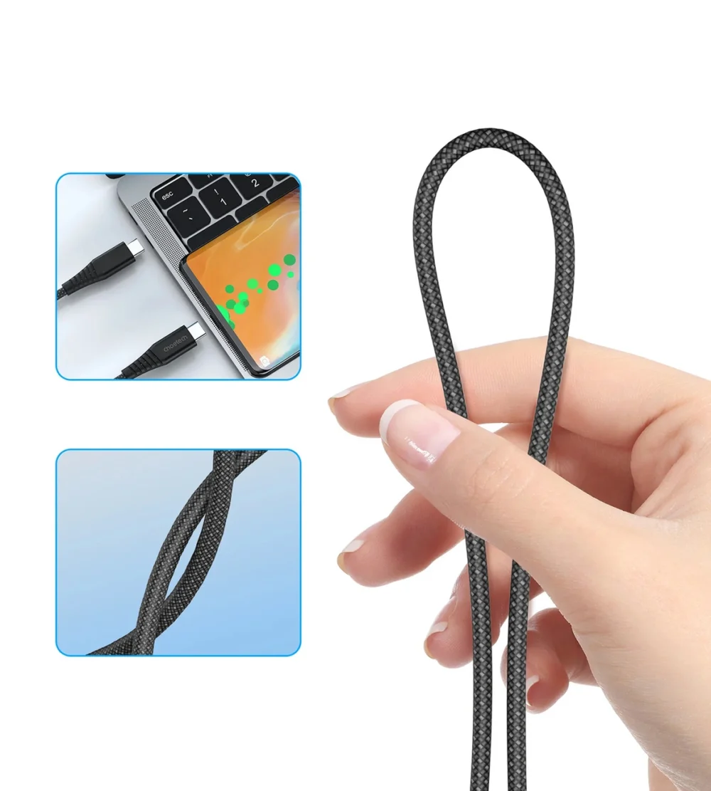 Choetech XCC-1051 magnetic USB-C / USB-C PD 3.1 cable 240W 1.8m - blackeng