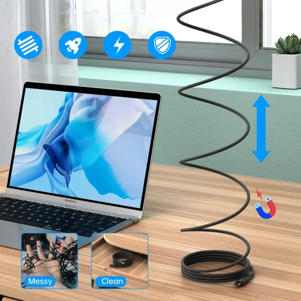 Choetech XCC-1051 magnetic USB-C / USB-C PD 3.1 cable 240W 1.8m - blackeng