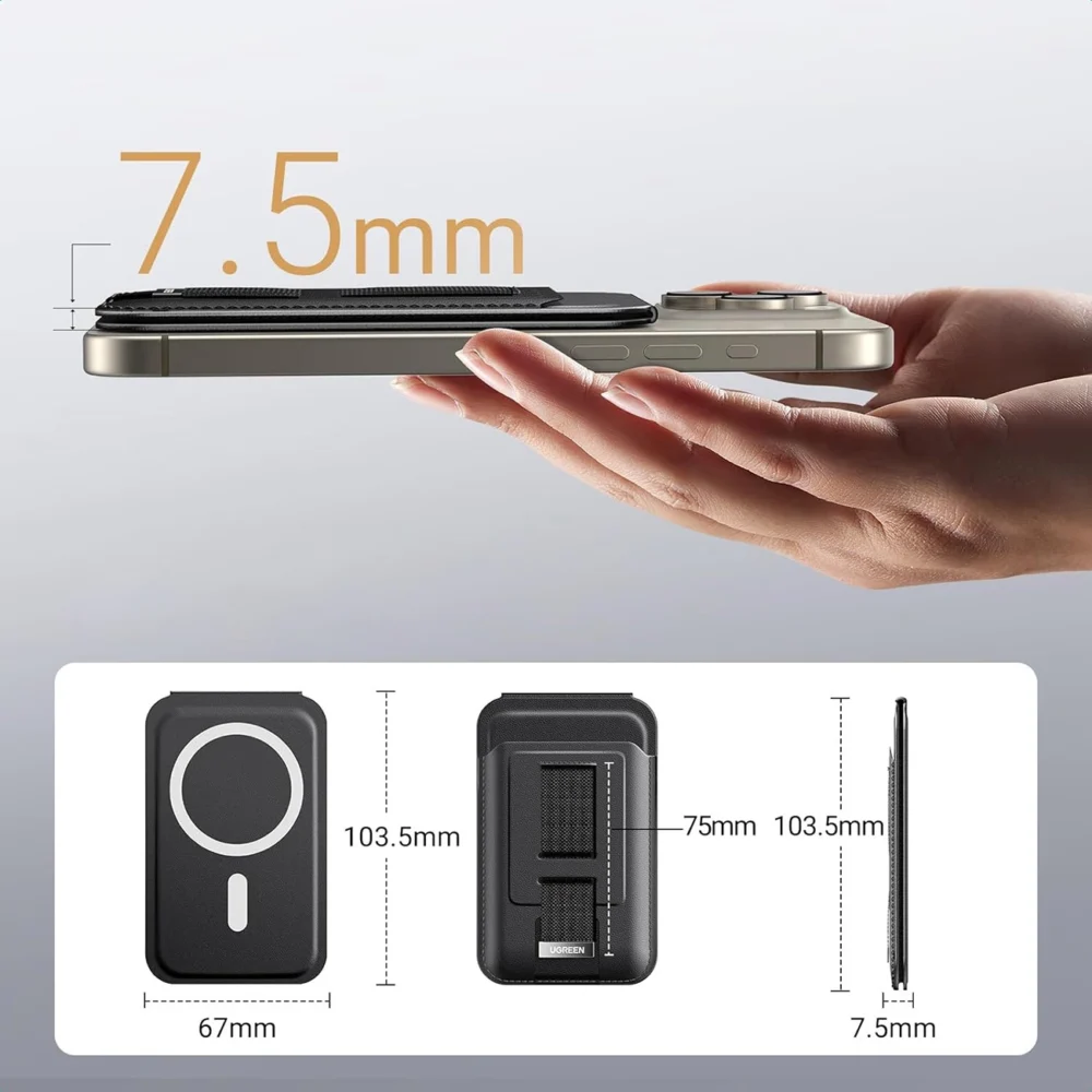 Ugreen Magnetic Wallet 45166 magnetic MagSafe with stand and finger holder - blackeng