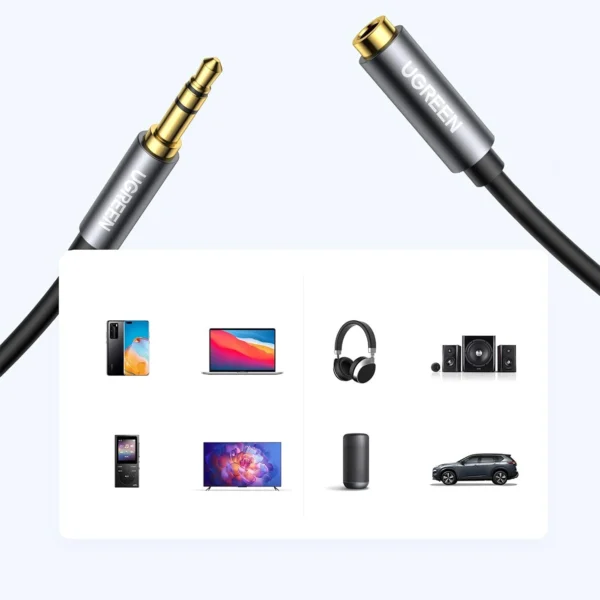 Ugreen AV118 10538 cable 3.5 mm mini jack (male) / 3.5 mm mini jack (female) 5m - silvereng