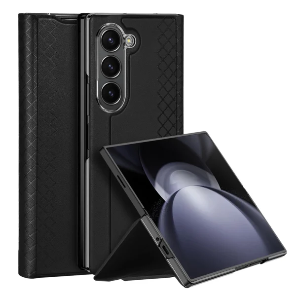 Dux Ducis Brill leather case for Samsung Galaxy Z Fold 6 with flap and card slot - blackeng