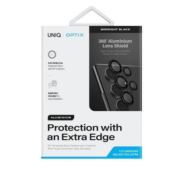 Uniq Optix Aluminum Camera Lens Protector for Samsung Galaxy S24 Ultra camera lens with applicator - blackeng