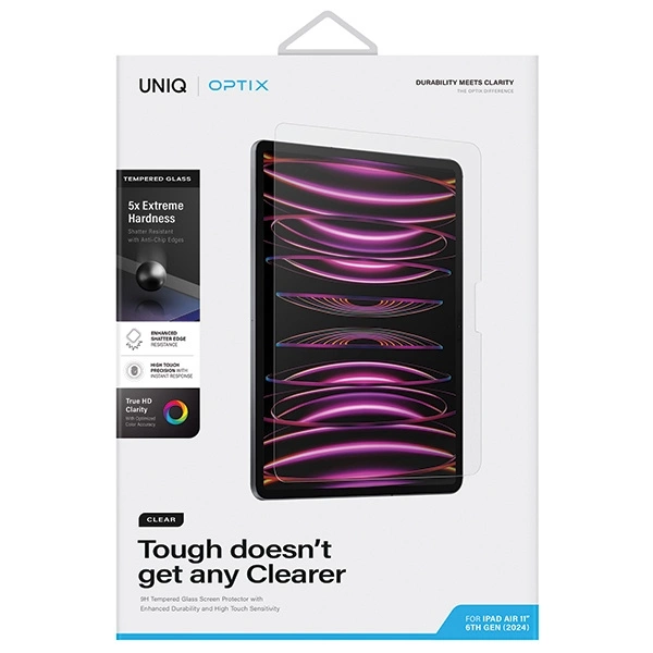 Uniq Optix Clear tempered glass with applicator for iPad Air 11" 2024eng