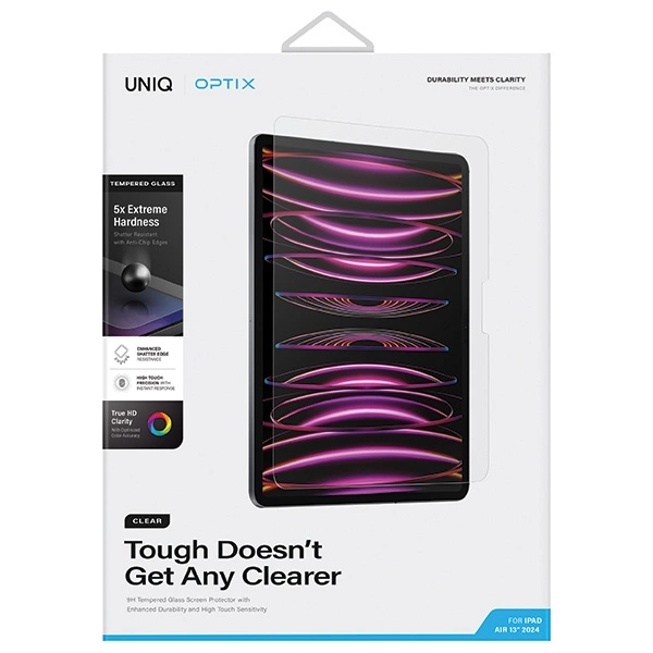 Uniq Optix Clear tempered glass with applicator for iPad Air 13" 2024eng