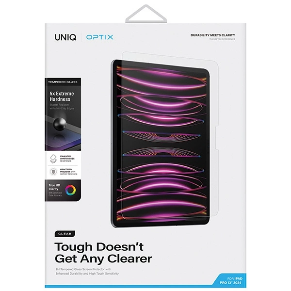 Uniq Optix Clear tempered glass with applicator for iPad Pro 13" 2024eng