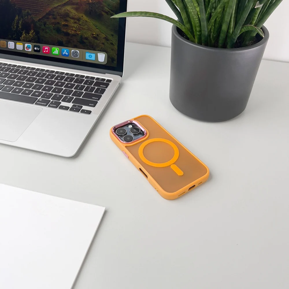Magnetic Collection MagSafe iPhone 16 Pro Case - Orangeeng