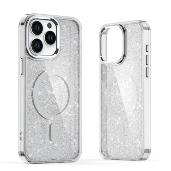 Glitter Case MagSafe for iPhone 16 Plus - white with glittereng