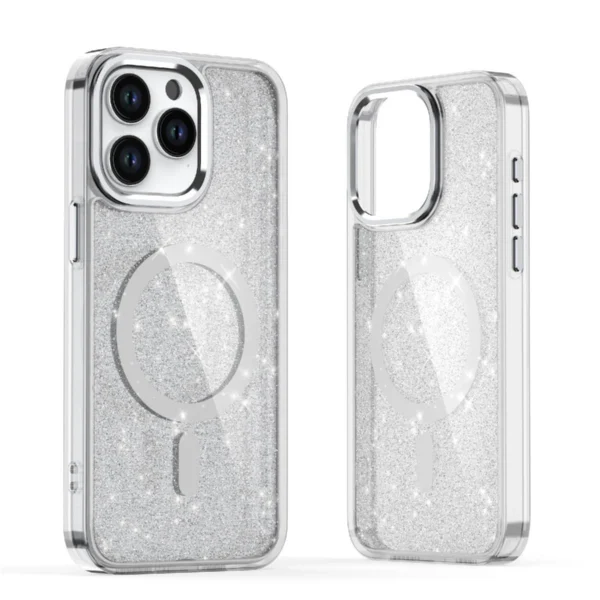Glitter Case MagSafe for iPhone 16 Pro - white with glittereng