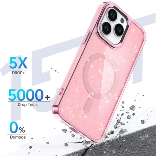 Glitter Case MagSafe for iPhone 16 Pro Max - pink with glittereng