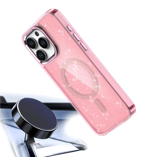 Glitter Case MagSafe for iPhone 16 Pro Max - pink with glittereng