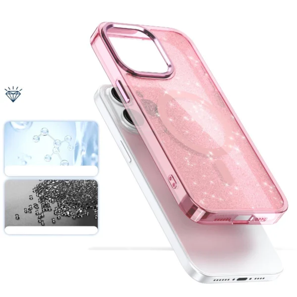 Glitter Case MagSafe for iPhone 16 Pro Max - pink with glittereng