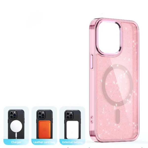 Glitter Case MagSafe for iPhone 16 Pro Max - pink with glittereng