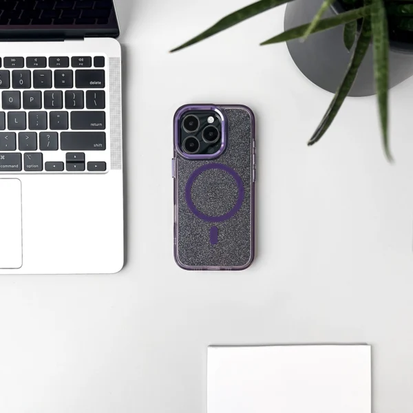 Glitter Case MagSafe for iPhone 16 Plus - purple with glittereng