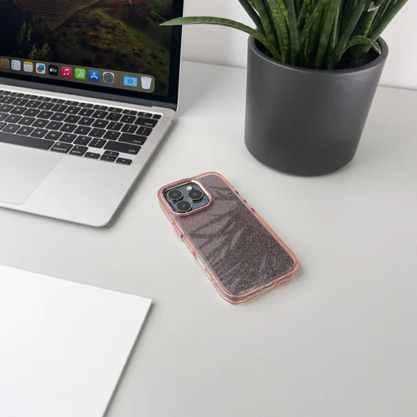 Glitter Case for iPhone 16 Pro - pink with glittereng