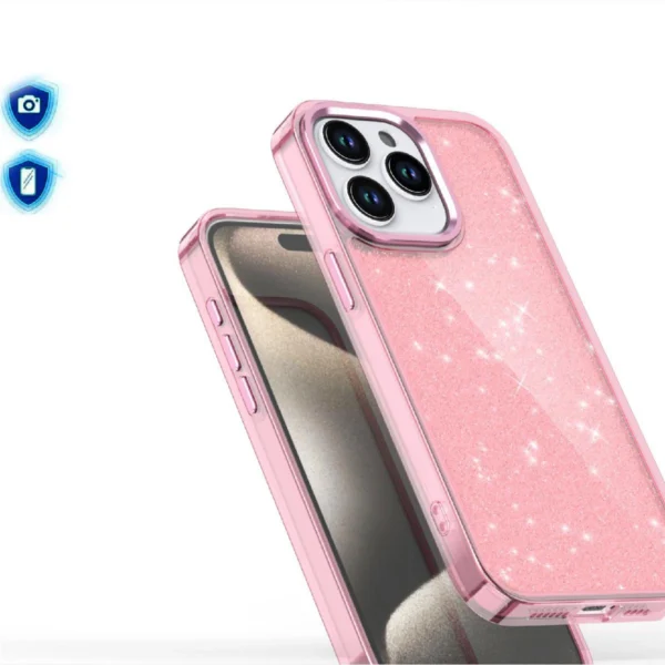 Glitter Case for iPhone 16 Pro - pink with glittereng