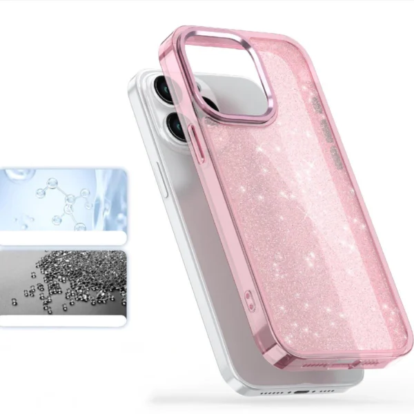 Glitter Case for iPhone 16 Pro - pink with glittereng