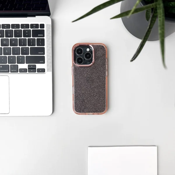 Glitter Case for iPhone 16 Pro - pink with glittereng