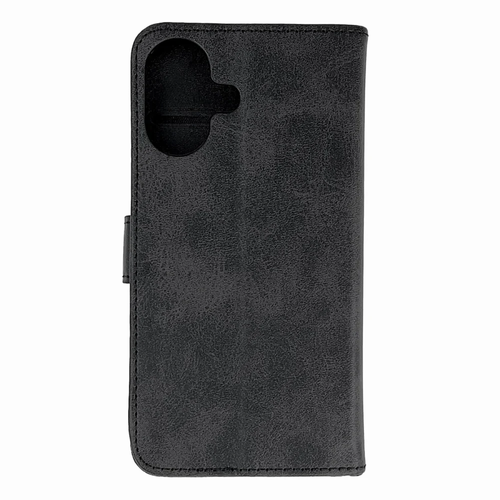 Leather Book Case for iPhone 16 - blackeng