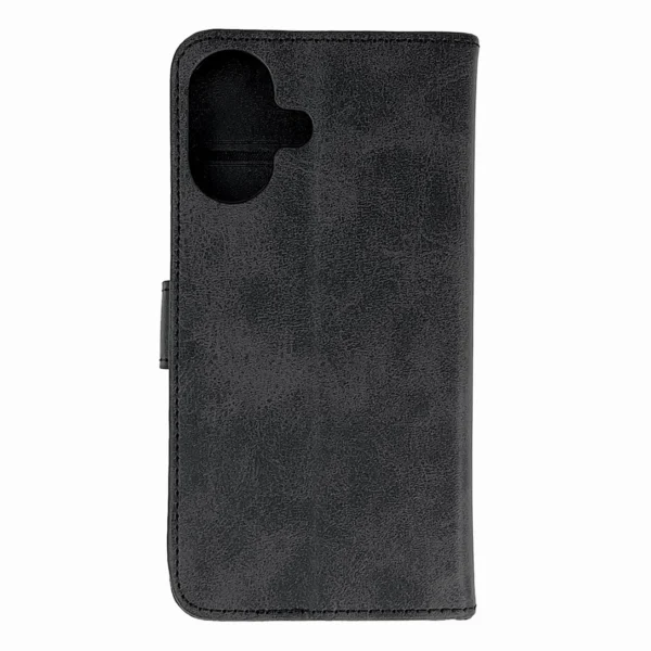 Leather Book Case for iPhone 16 - blackeng