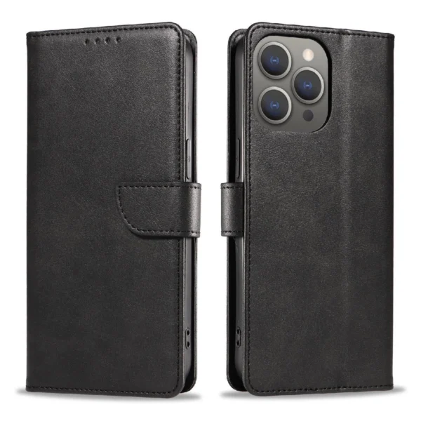 Leather Book Case for iPhone 16 - blackeng