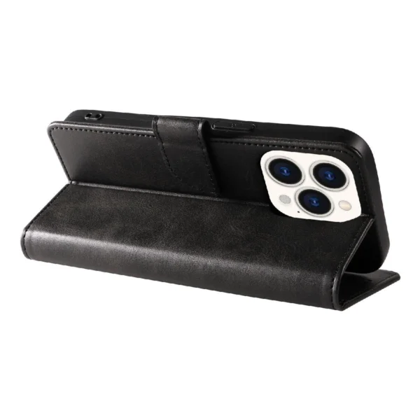 Leather Book Case for iPhone 16 - blackeng