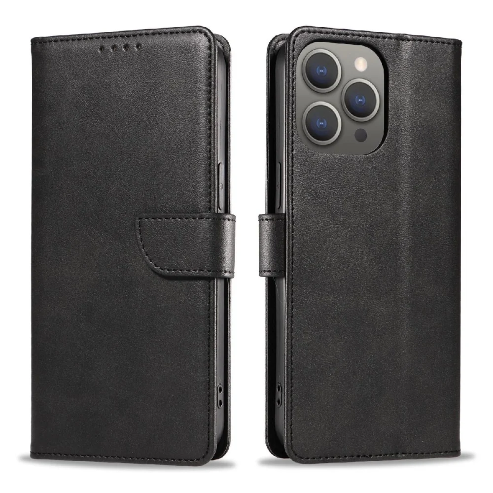 Leather Book Case for iPhone 16 Pro Max - blackeng