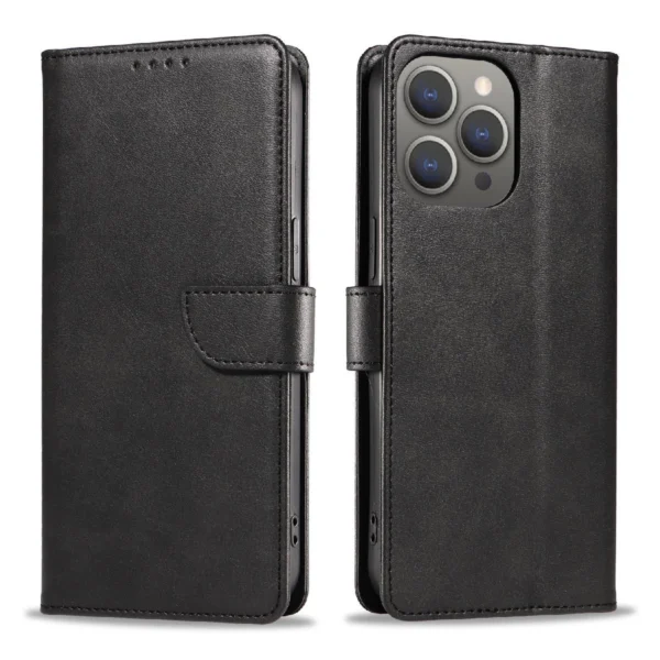 Leather Book Case for iPhone 16 Pro Max - blackeng
