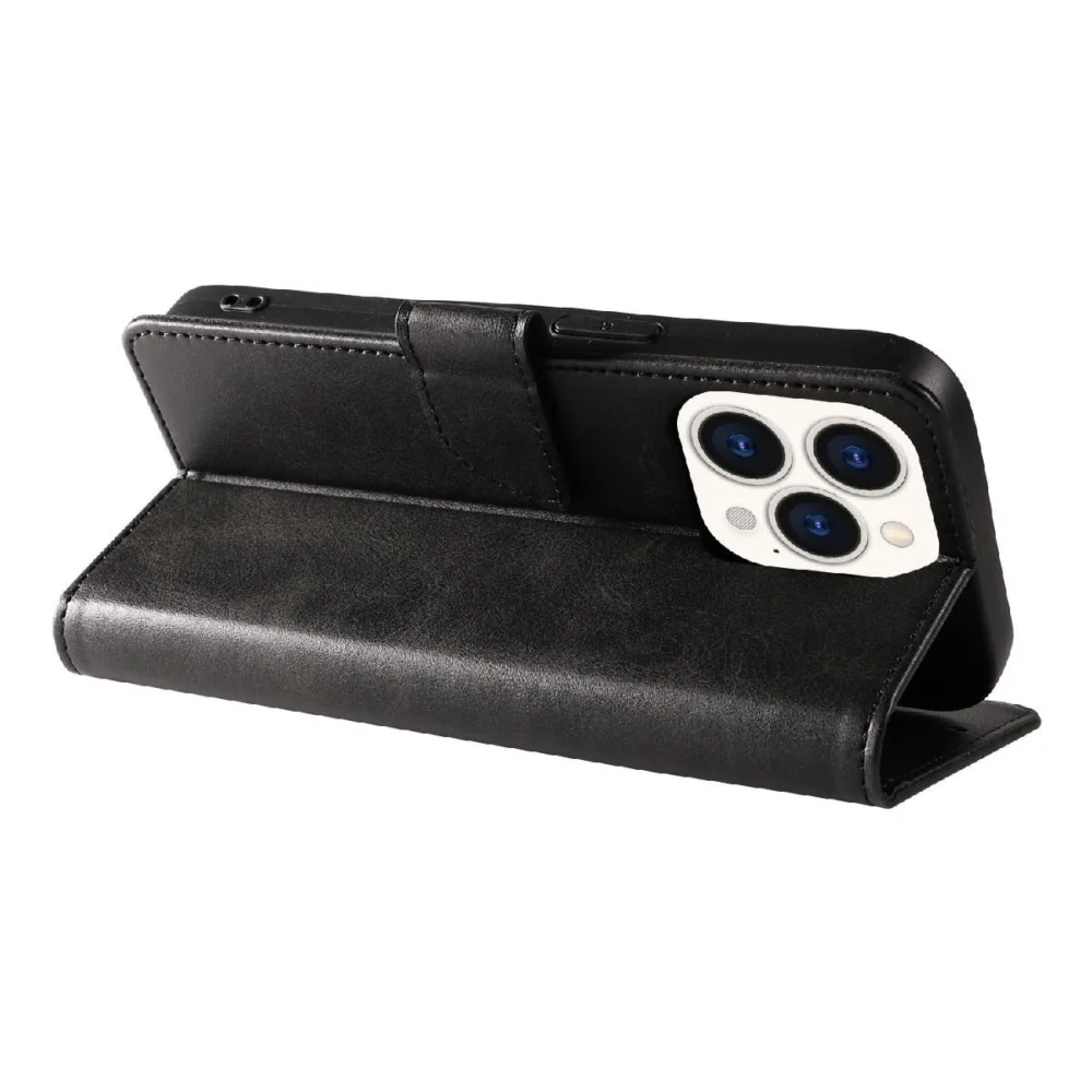 Leather Book Case for iPhone 16 Pro Max - blackeng