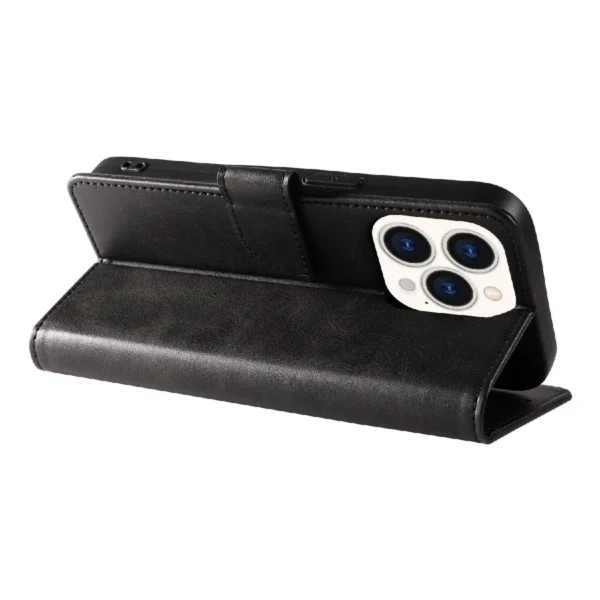 Leather Book Case for iPhone 16 Pro Max - blackeng
