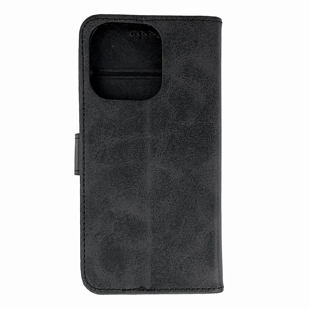 Leather Book Case for iPhone 16 Pro Max - blackeng