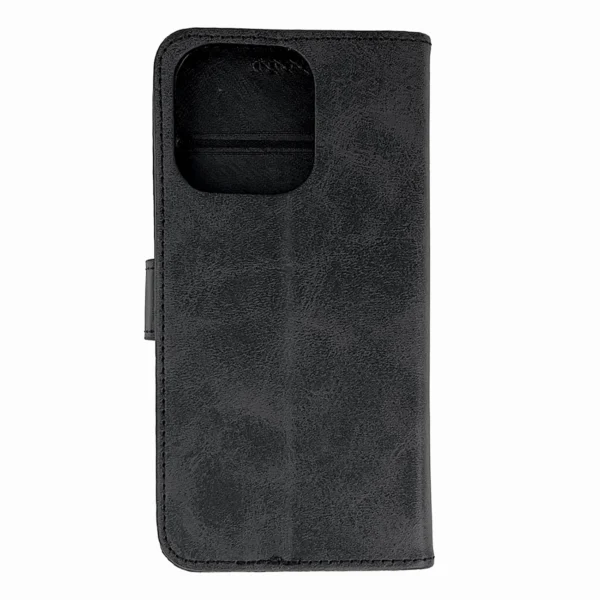 Leather Book Case for iPhone 16 Pro Max - blackeng