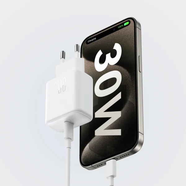 Joyroom JR-TCF24 USB-C PD 30W QC SFC network charger - white + 1m USB-C cableeng