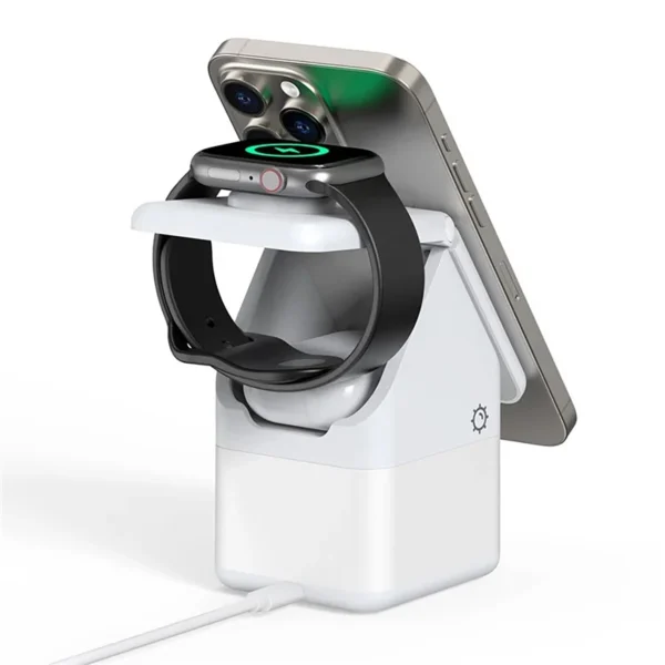 Duzzona W20 15W 4in1 inductive charger for iPhone / AirPods / Apple Watch with night lamp - whiteeng