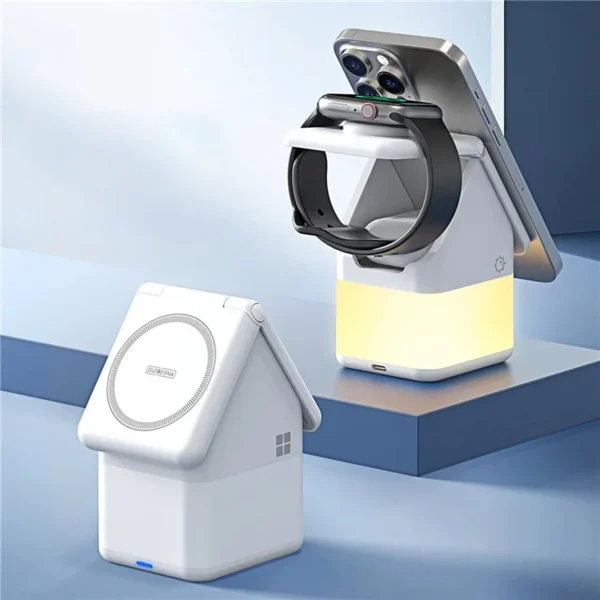 Duzzona W20 15W 4in1 inductive charger for iPhone / AirPods / Apple Watch with night lamp - whiteeng