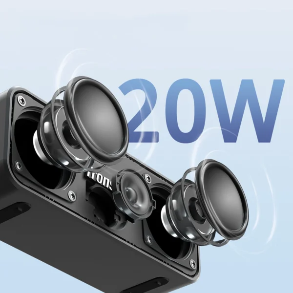 Tronsmart Element T2 Plus Upgraded 20W Bluetooth 5.3 Wireless Speaker - Blackeng