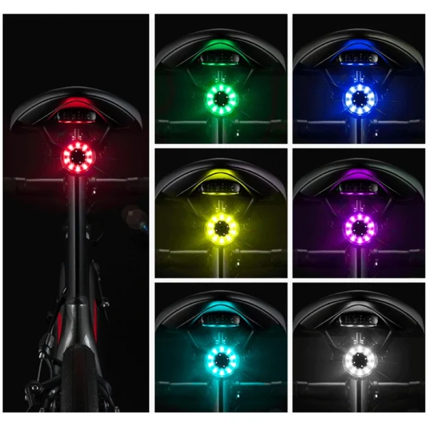 Rockbros Q1 rear bicycle light 7 colors LED + USB-C - USB-A cable - blackeng