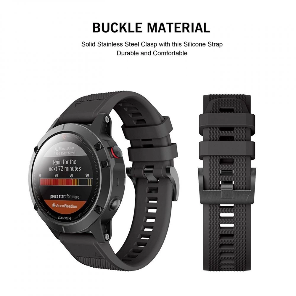 Tech-Protect Smooth Strap for Garmin Fenix 3 / 5X / 3HR / 5X Plus / 6X / 6X Pro / 7X - Blackeng