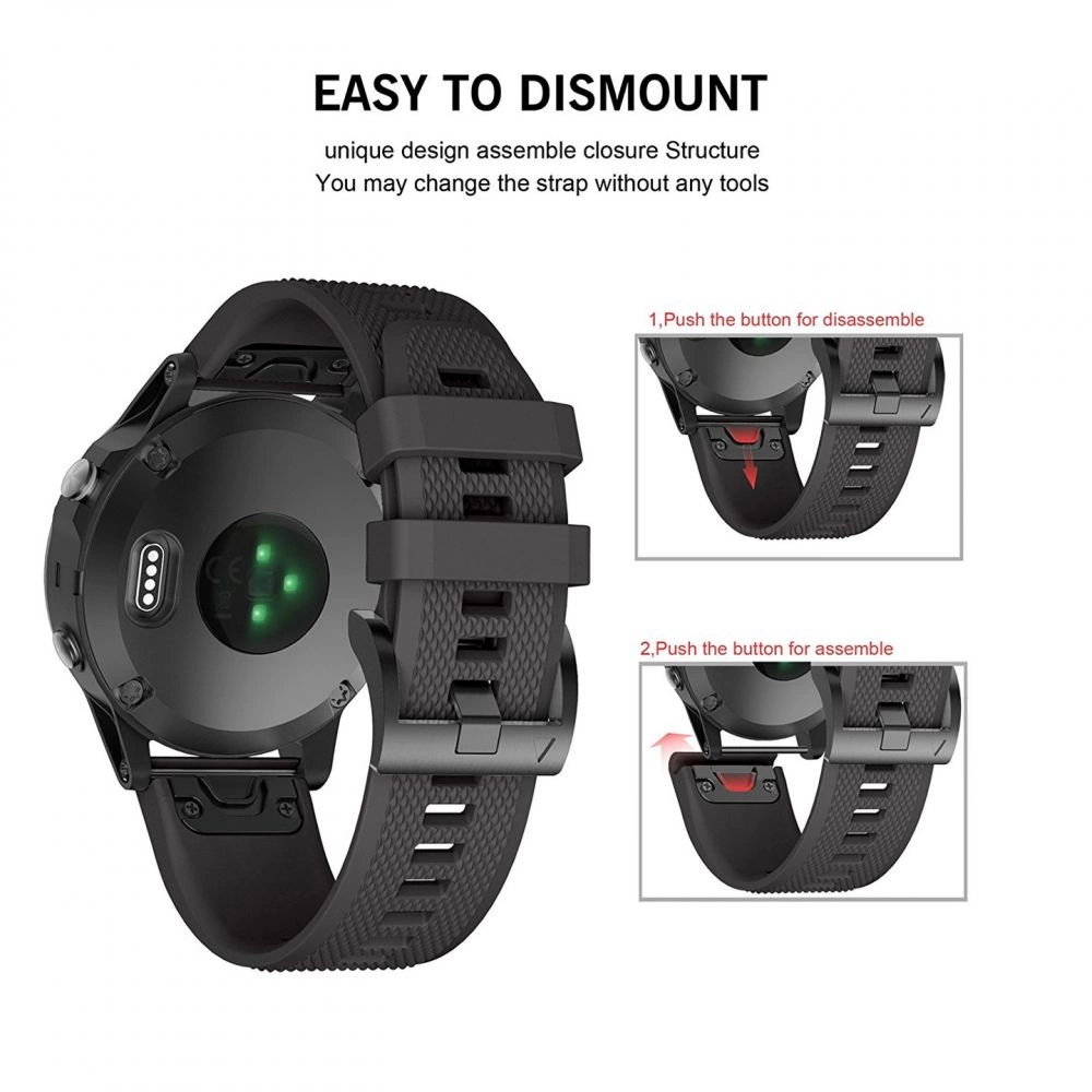 Tech-Protect Smooth Strap for Garmin Fenix 3 / 5X / 3HR / 5X Plus / 6X / 6X Pro / 7X - Blackeng