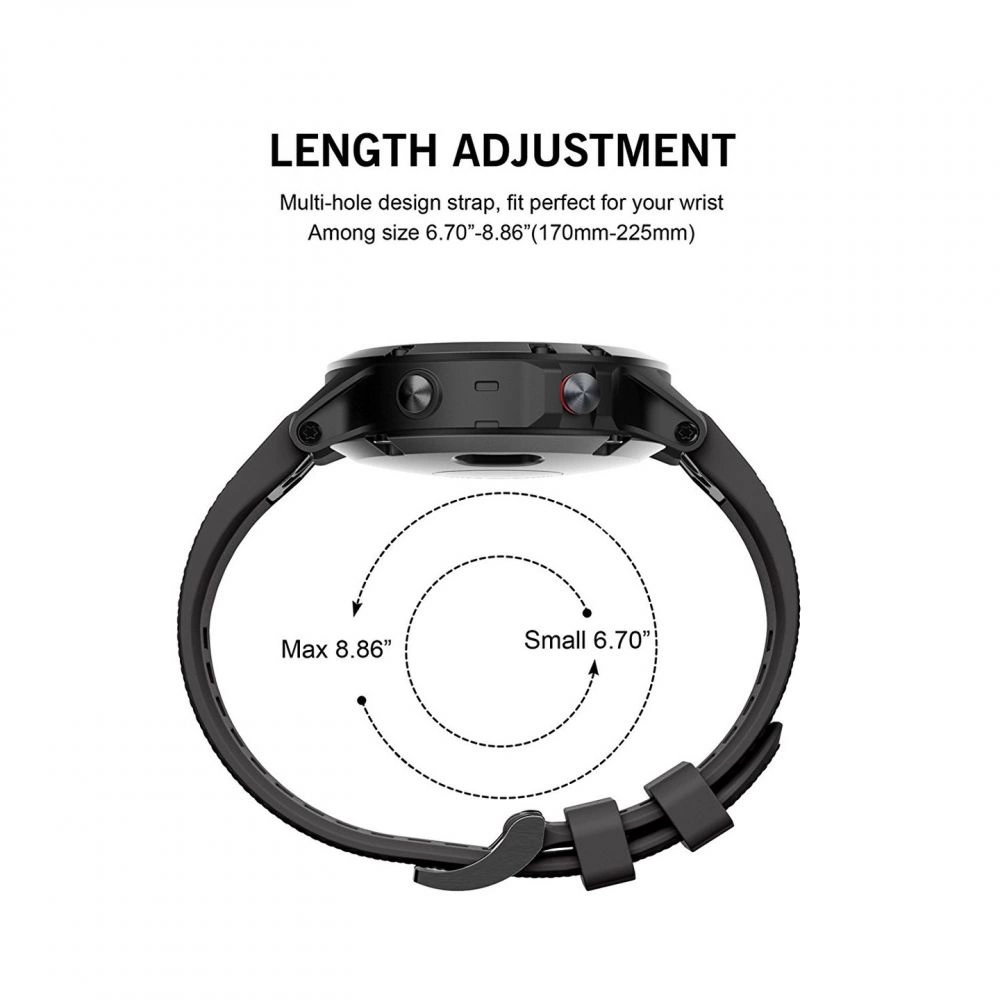 Tech-Protect Smooth Strap for Garmin Fenix 3 / 5X / 3HR / 5X Plus / 6X / 6X Pro / 7X - Blackeng