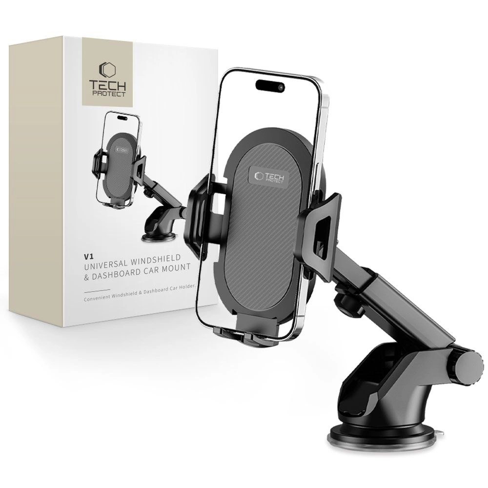 Tech-Protect V1 Car Phone Holder for Windshield/Cockpit - Blackeng