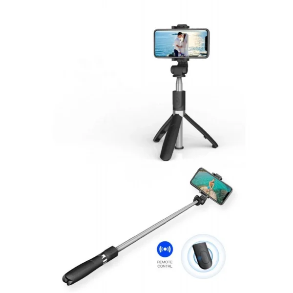 Tech-Protect L01S Bluetooth Selfie Stick with Tripod up to 70cm - Blackeng