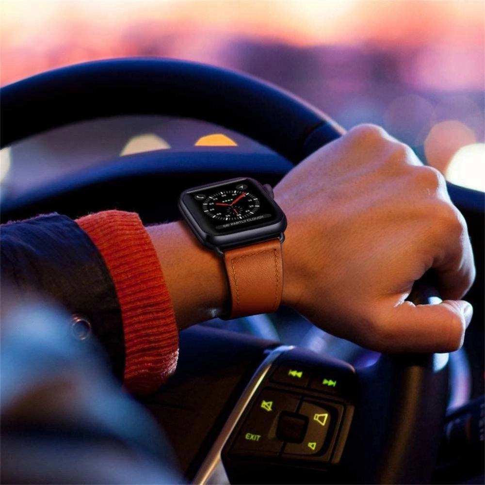 Tech-Protect LeatherFit Strap for Apple Watch 4 / 5 / 6 / 7 / 8 / 9 / SE / Ultra 1 / 2 (42/44/45/49 mm) - Browneng